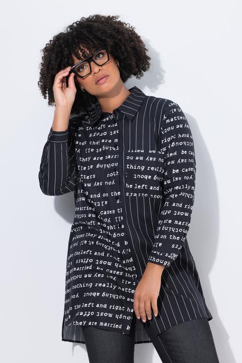 Produktbild Angel of Style Long-Hemdbluse, oversized, Schriftmuster/Streifen (50)