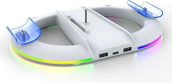 Actual product image - iPega P5S045 Vertical Charging Stand with RGB for PS5/PS5 Slim White (PS5)