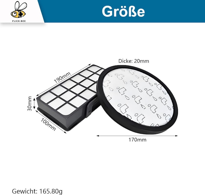Produktbild Flickbee Filter set for Rowenta X-Power & X-Trem Power Silence Force Cyclonic - replaces ZR006001, 1202012
