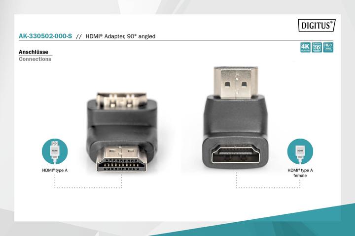 Produktbild Digitus HDMI Adapter, A UltraHD 60p (HDMI, 1.50 cm)