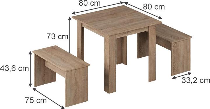 Produktbild Vicco Set Sentio mit 2 Bänken (80 x 80 x 73 cm)