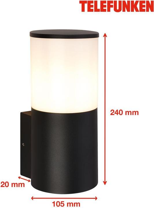 Image du produit Telefunken Applique murale d'extérieur, noir, E27, IP54 (E27, IP54)