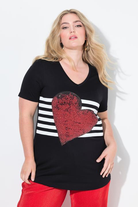Actual product image Miamoda T-Shirt, A-Linie, Glitzersteinchen Herz, Streifen (54)