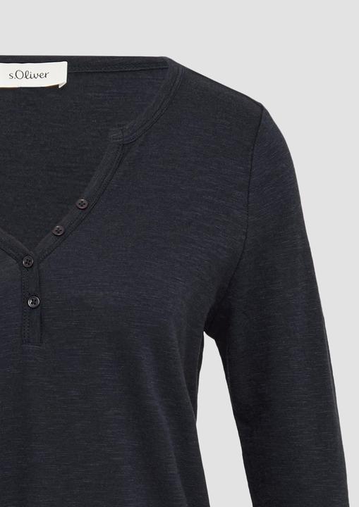 Produktbild S.Oliver T-Shirt Langarmshirt mit Henley-Ausschnitt und Flammgarnstruktur (40)