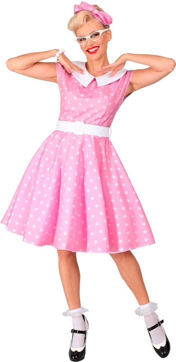 Produktbild Widmann 50er JAHRE ROCK'N'ROLL MODE ROSA (Kleid mit Petticoat, Gürtel, Haarband), L (L)