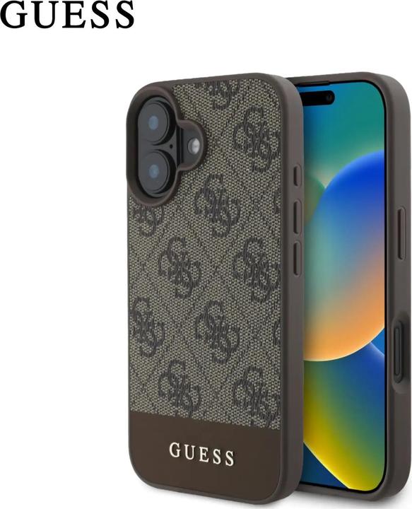 Produktbild Guess GUHCP16LG4GLBR iPhone 16 Pro brązowy/brown HC PC/TPU 4G PU Bottom Stripe (Apple iPhone 16 Pro)