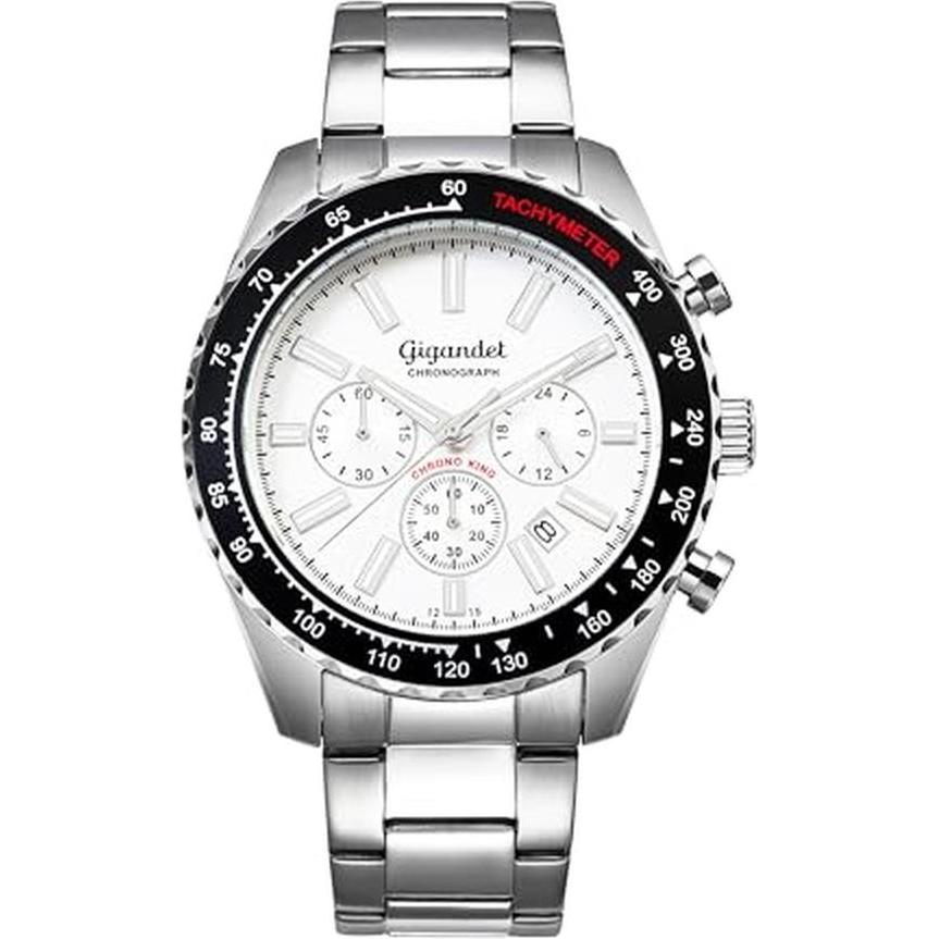 Gigandet, Orologio da polso, Analoge Sport-Chronograph mit Tachymeter und 100 Meter Wasserdicht, Argento