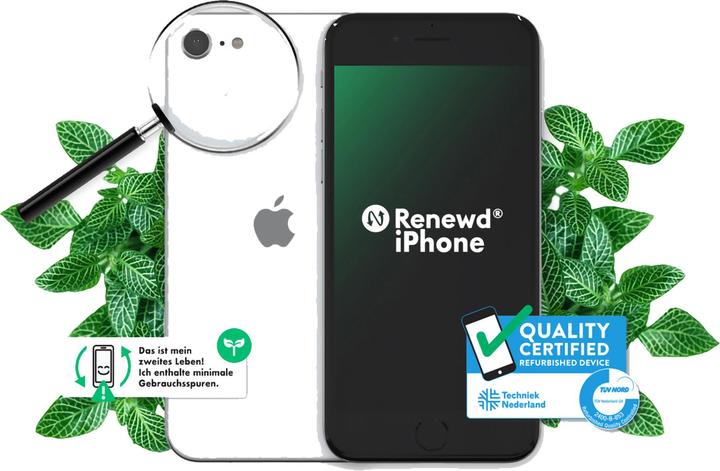 Actual product image Renewd iPhone SE 2020 (64 GB, White, 4.70", 12 Mpx, SIM + eSIM, A / Like new)
