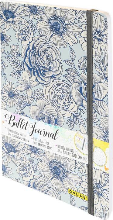 Image du produit Online Bullet Journal Blue Flowers A5 18022 120g, 72 feuilles dotted (A5, Pointillés, Couverture rigide)