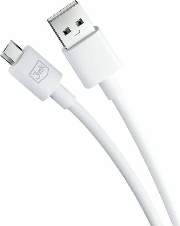 Actual product image 3MK Hyper Cable USB-A - Micro USB 1.2m 5V 2.4A Biały/White cable (1.20 m)