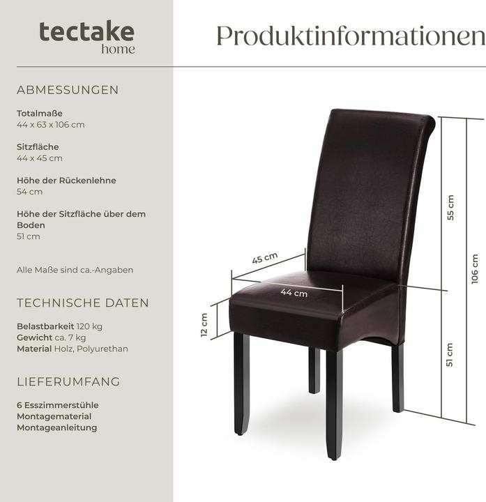 Image du produit tectake Esszimmerstuhl
