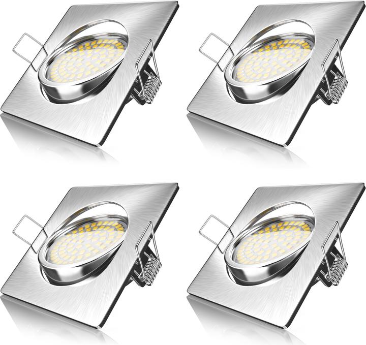 Produktbild Brandson 4x LED Deckenspot, schwenkbarer Einbaustrahler, Edelstahl Optik Einbauleuchte, Einbauspot Warmweiss (320 lm)