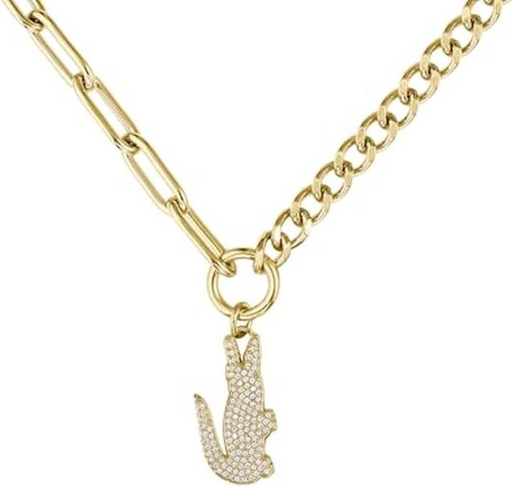 Actual product image Lacoste - Distinctive gold-plated necklace with zircons Crocodile 2040145
