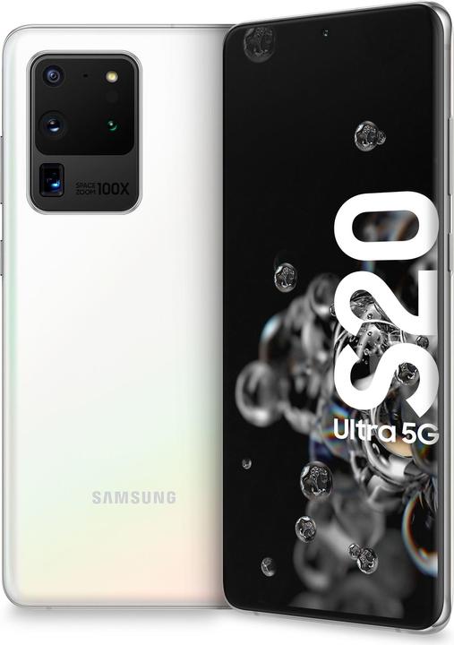 Samsung Galaxy S20 Ultra 5G EU (128 GB, Cloud White, 6.90", Hybrid Dual SIM + eSIM, 5G)