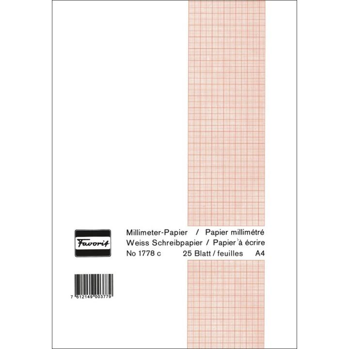 Image du produit Favorit Bloc de papier millimétré blanc (21 x 29,7 cm, Quadrillé, Couverture rigide)