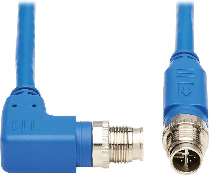 Produktbild Eaton M12 X-Code Cat6 1G UTP CMR-LP Ethernet Cable Right-Angle M/M IP68 PoE Blue 1m 3.3 ft (UTP, CAT6, 1 m)