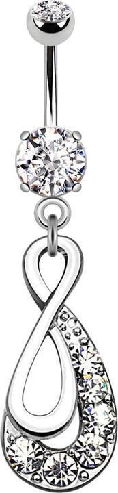 Image du produit Star Piercing Banane argent avec deux boules cristal argent pendentif infini goutte (Laiton, Acier chirurgical 316L)