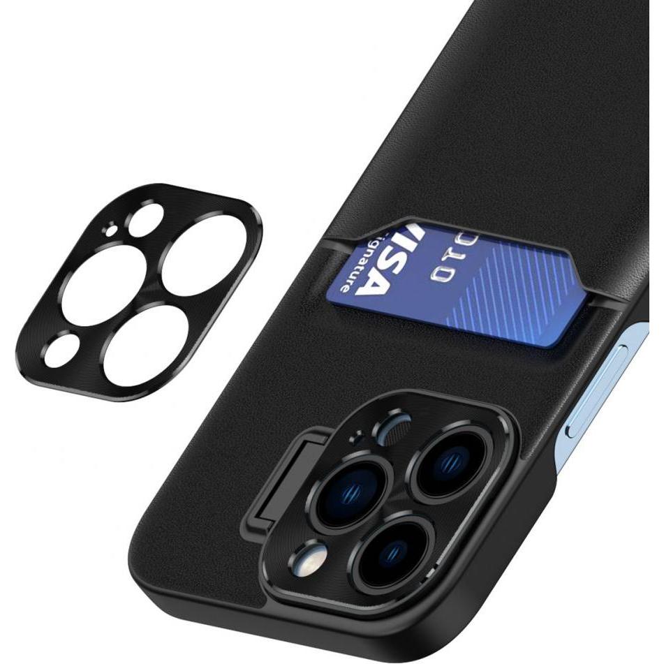 Thumbnail - Hurtel Leder Stand Case Hülle für iPhone 14 Pro Cover Card Wallet mit Ständer schwarz (Apple iPhone 14 Pro), Smartphone ...
