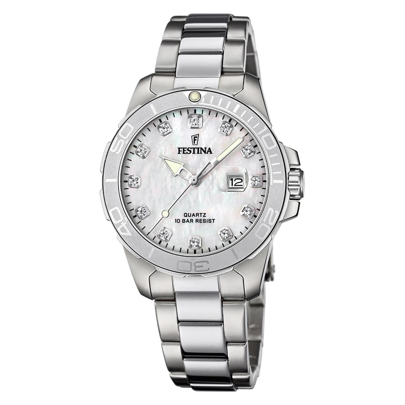 Festina, Armbanduhr, Boyfriend, Silber, (Analoguhr, 39 mm)