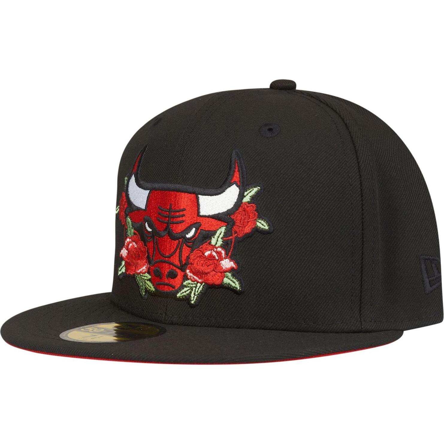 New Era, Herren, Cap, 59Fifty Fitted Cap - ROSES Chicago Bulls - 8, Schwarz, (8)