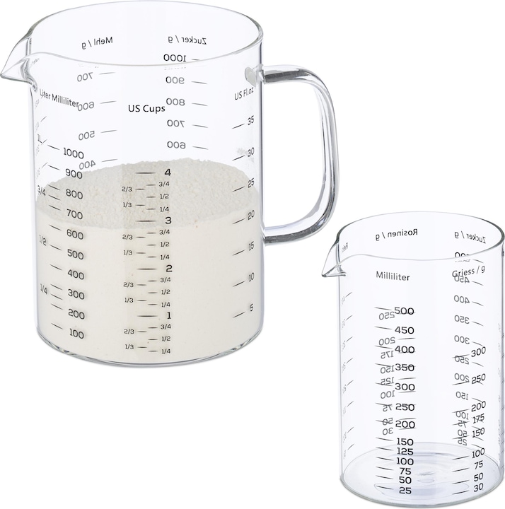 Relaxdays jeu de 2 mugs doseurs (1500 ml)