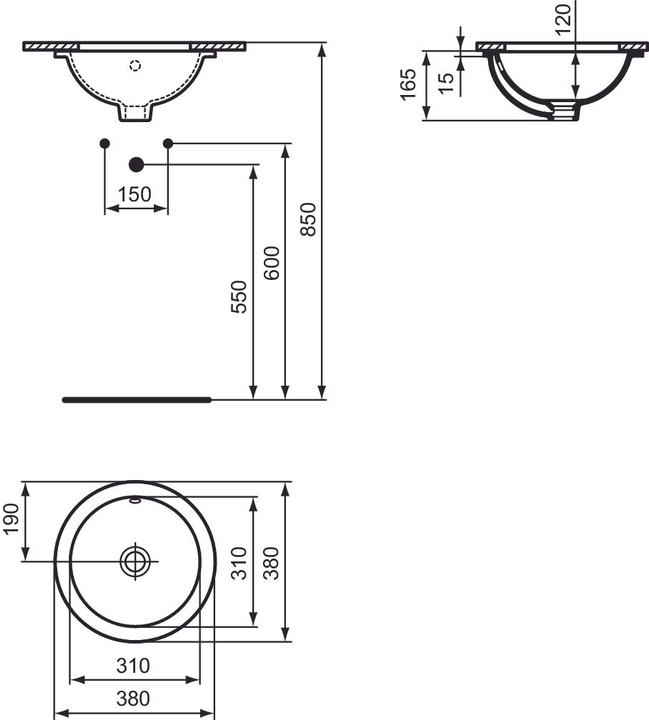 Actual product image Ideal Standard Connect washbasin 38cm (E505201) (380 mm, 380 mm)