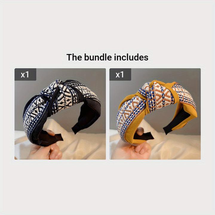 Image du produit Activity Board 1Stück Elegantes kariertes geknotetes Stirnband, modischer Retro-Stil, breites elastisches
