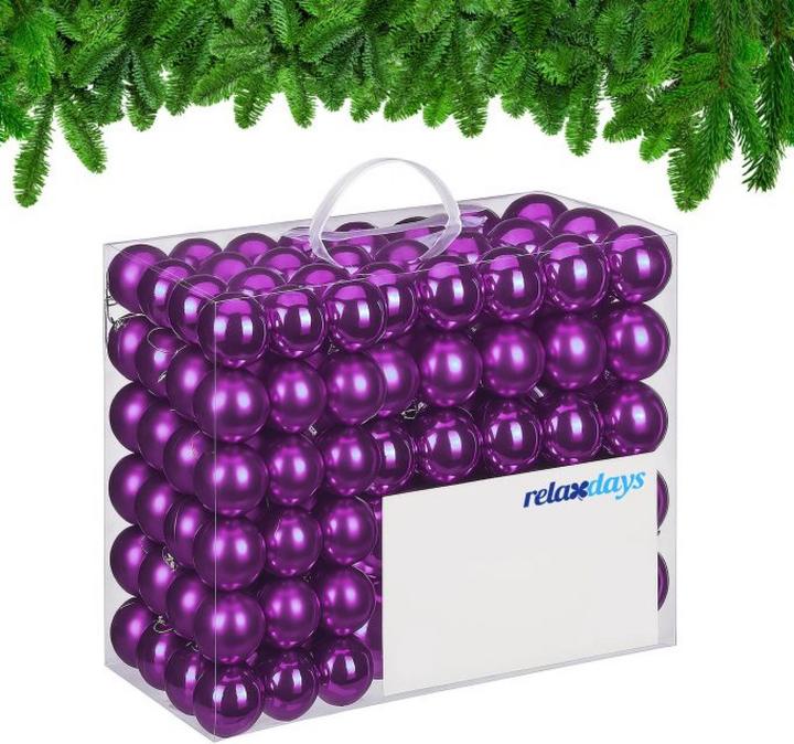 Produktbild Relaxdays - Weihnachtskugeln 100er Set, Pink/ Silber, 7 x 6 cm (100 x)