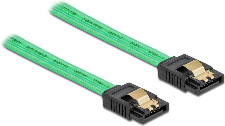 Image du produit Delock Câble SATA vert effet lumière UV 0,3 m