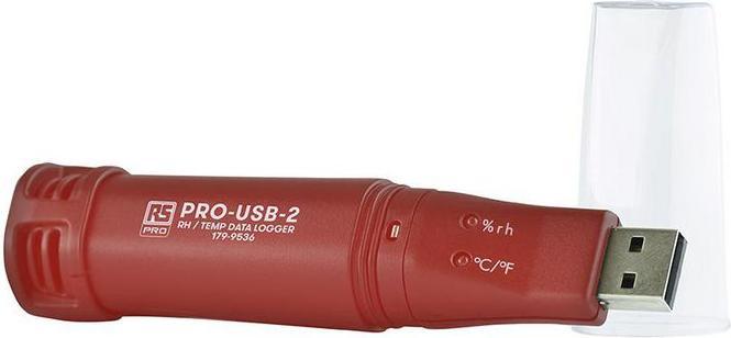 Immagine prodotto RS PRO Pro-USB-2 Registratore di dati di umidità, temperatura e punto di rugiada, -35°C +80°C / 100%RH (Custodia del dispositivo di misurazione)