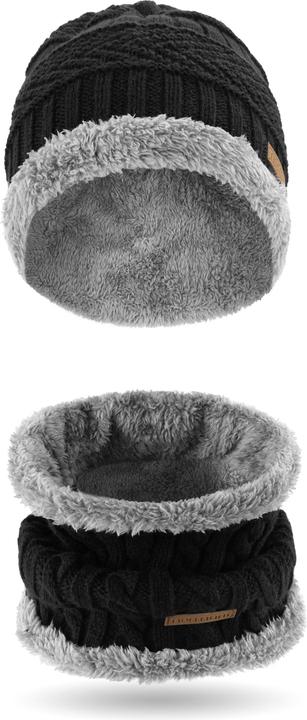 Produktbild Normani Kebili Winterset mit Fell Schwarz/Grau (One Size)