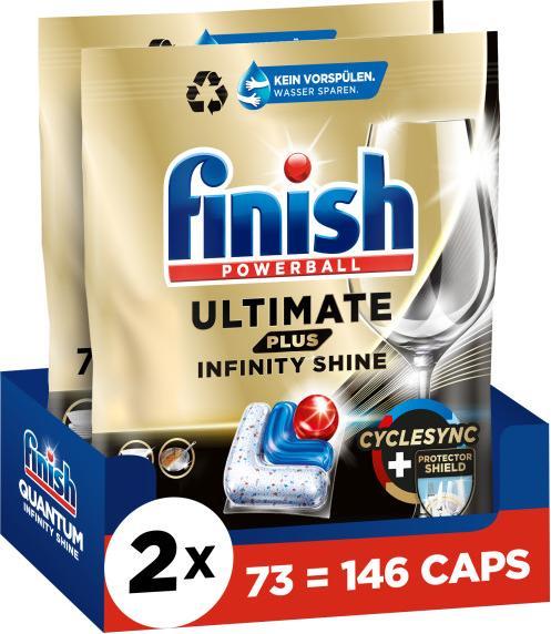 Actual product image Finish Ultimate Plus Infinity Shine Machine Rinse Detergent 2 x 73 Tabs (Tabs, 146 Washing cycles)