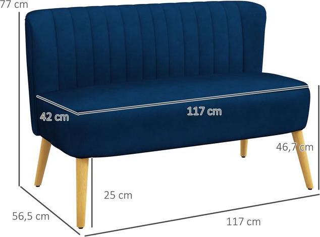 Image du produit Swisshandel24 2-Sitzer Sofa Zweisitzer, Loveseat mit Leinenoptik, Doppelsofa mit Holzbeine, bis 150 kg Belastbar (2 places)