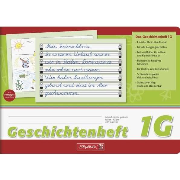 Brunnen, Heft + Block, Geschichtenheft Lineatur 1G liniert DIN A5 quer ohne Rand, 16 Blatt (Liniert)