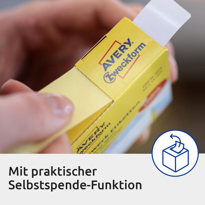 Produktbild Avery 3832 Abgerundetes Rechteck Dauerhaft Weiss 350Stück(e) selbstklebendes Etikett