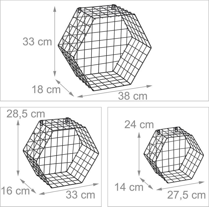Produktbild Relaxdays 3x Wandregal (38 x 18 x 33 cm)