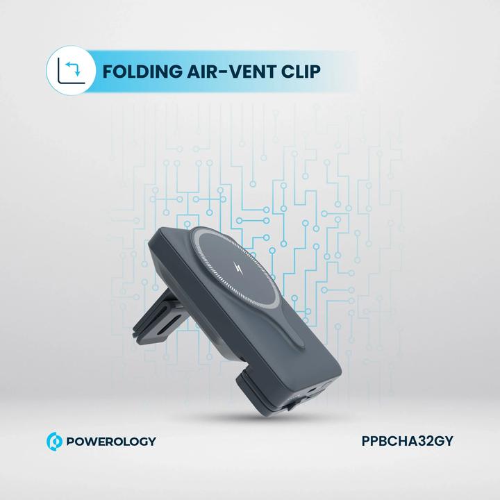 Produktbild Powerology Car Mount 5000mAh Power Bank With Magnetic Wireless Charger (5000 mAh, 15 W, 18.50 Wh)