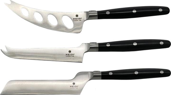 Produktbild Heidi Cheese Line 3er Set von Käsemessern mit Edelweiss-Kropf - Inhalt: 1 x Weichkäsemesser + 1 x Käsemesser Universa (11.60 cm)