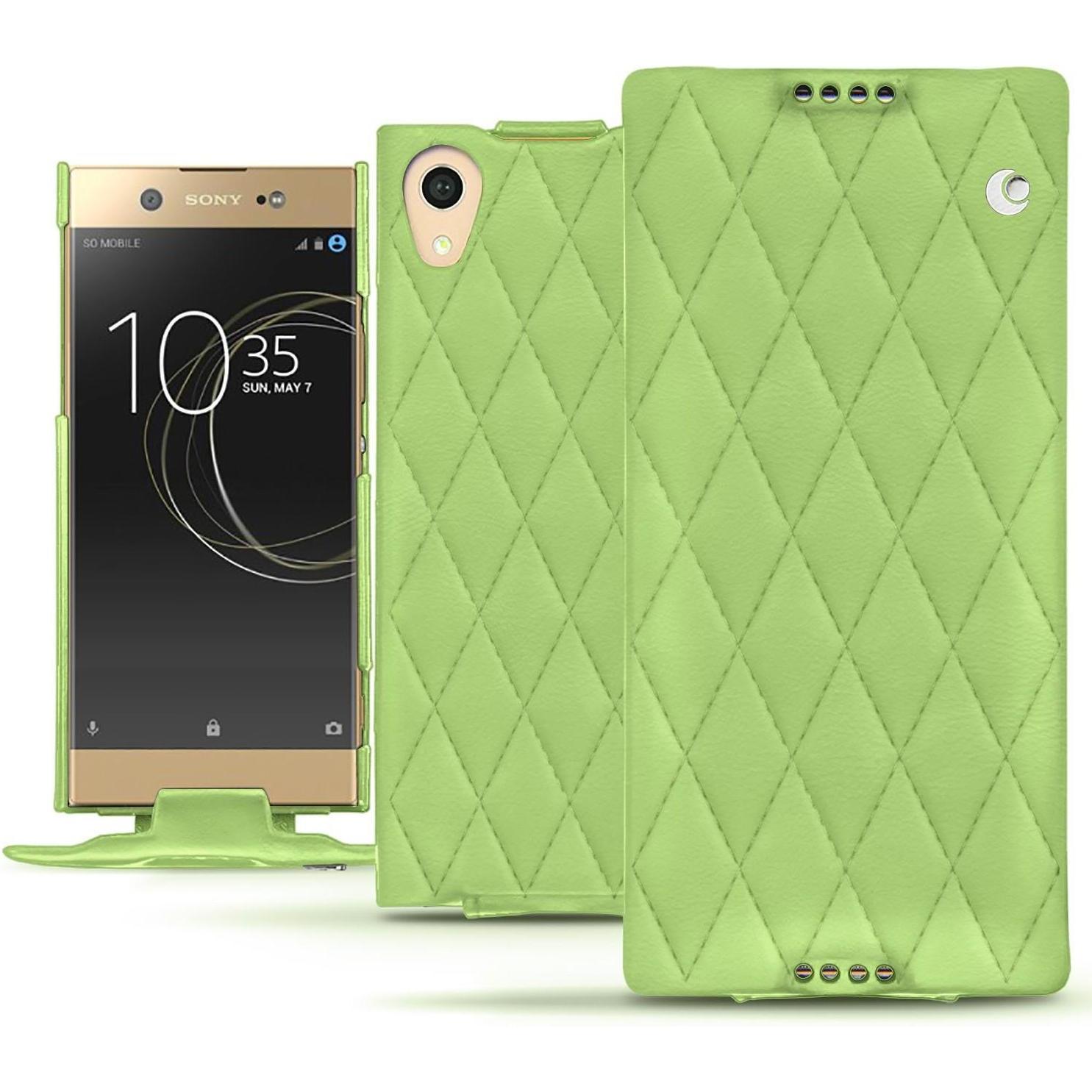 Noreve Lederschutzhülle vertikal (Sony Xperia XA1 Ultra), Smartphone Hülle, Grün