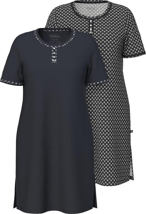 Produktbild Ulla Popken Bigshirts, 2er-Pack, Muster/uni, Rundhals, Halbarm (42, 44)