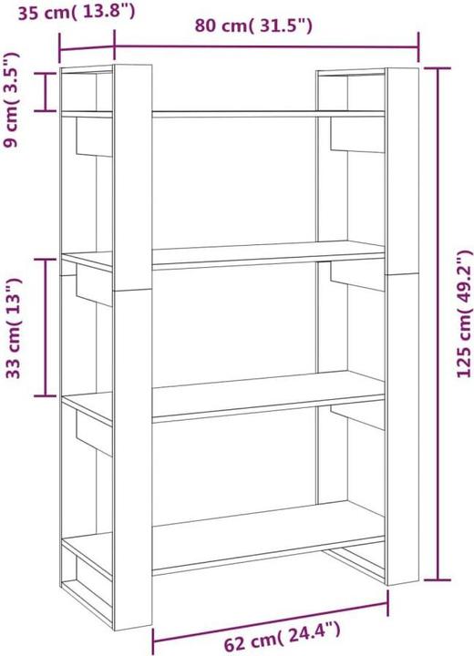 Immagine prodotto vidaXL Bücherregal (80 x 35 x 125 cm)
