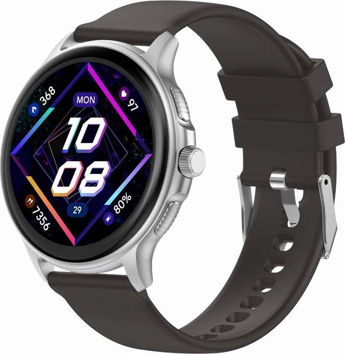 Produktbild Gravity GT12-7 Damen-Smartwatch, schwarzes Silikonarmband + silbernes Armband