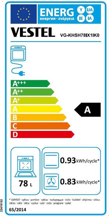 Energy Label Vestel VG-KHSH78IX1IK0