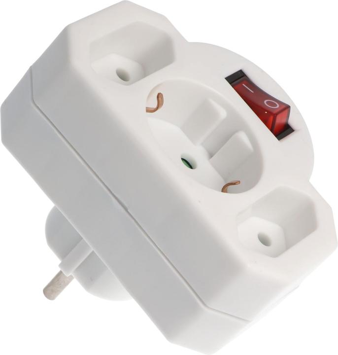 Actual product image Novidarte Multi-plug 3-in-1 with CH & Schuko (CEE 7/7, 2x)