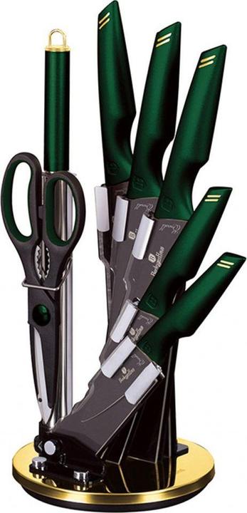 Berlinger Haus Set di Coltelli da Cucina Con Blocco - 8 Pezzi Con Forbici e Temperamatite - Set da Chef in Acciaio Inox Con Supporto