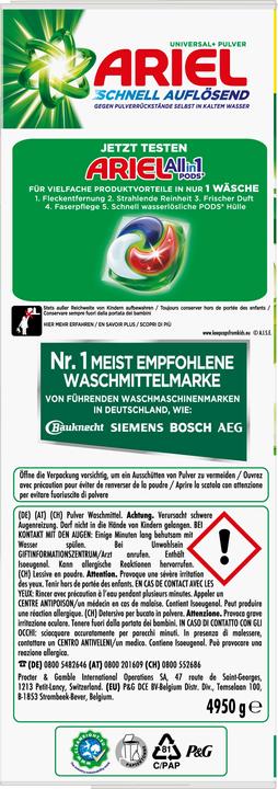 Energy Label Ariel Universal+ (90 Washing cycles, Washing powder)