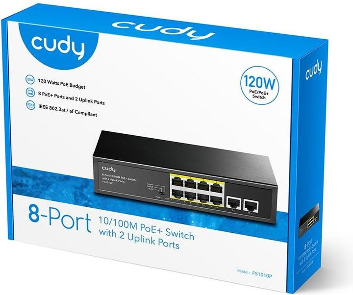 Produktbild Cudy FS1010P network switch Fast Ethernet (10/100) Power over Ethernet (PoE) Black (10 Ports)
