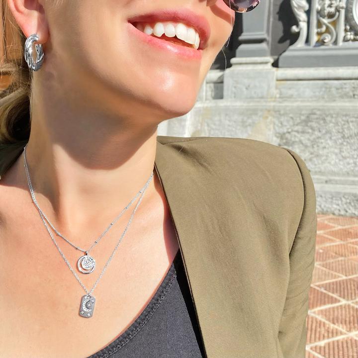 Image du produit Candy Collier Lune & Étoiles, argent massif 925 (Argent sterling 925, Argent massif de 925, 42 - 45 cm)