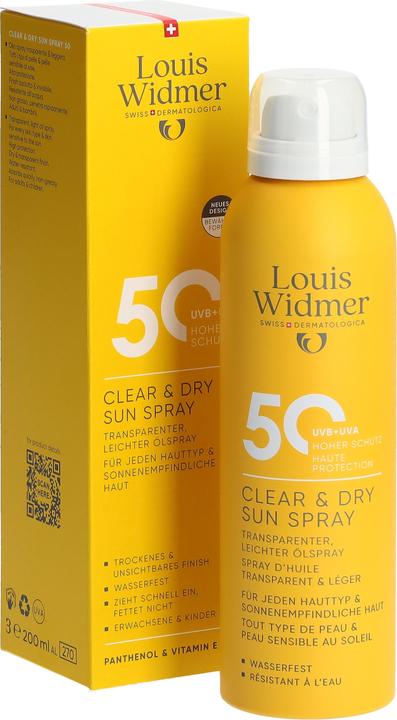 Produktbild Widmer Louis Clear & Dry Sun Spray LSF50 parfumiert 200 ml (Sonnenspray, SPF 50, 200 ml)