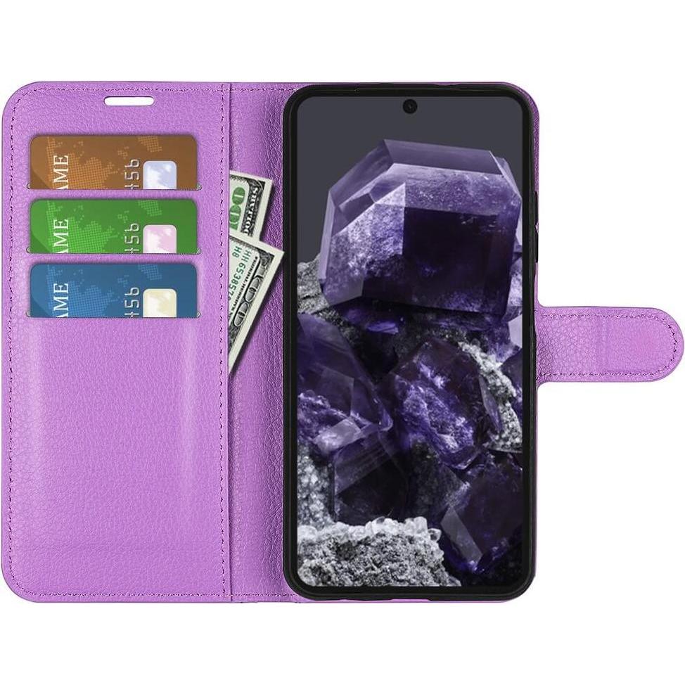 Thumbnail - Cover-Discount Google Pixel 8a - Leder Etui Hülle (Google Pixel 8a), Smartphone Hülle, Violett